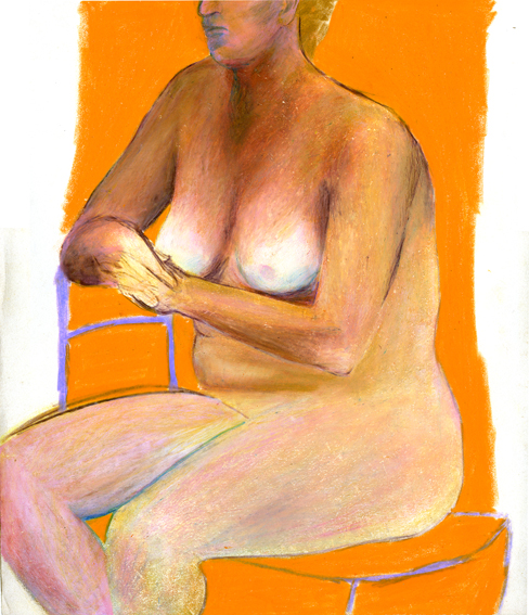 Woman with orange background